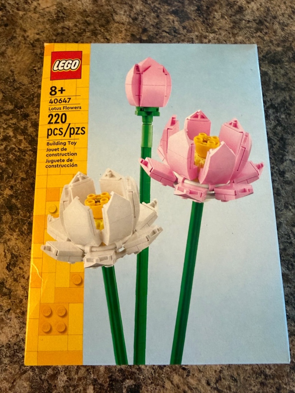 Lego Pink & White Lotus Flowers with Green Stems